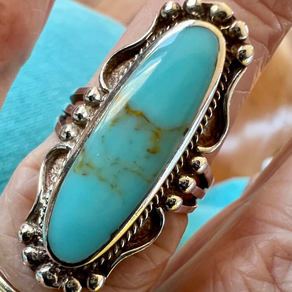 Vintage Sterling Silver Turquoise Stone Ring